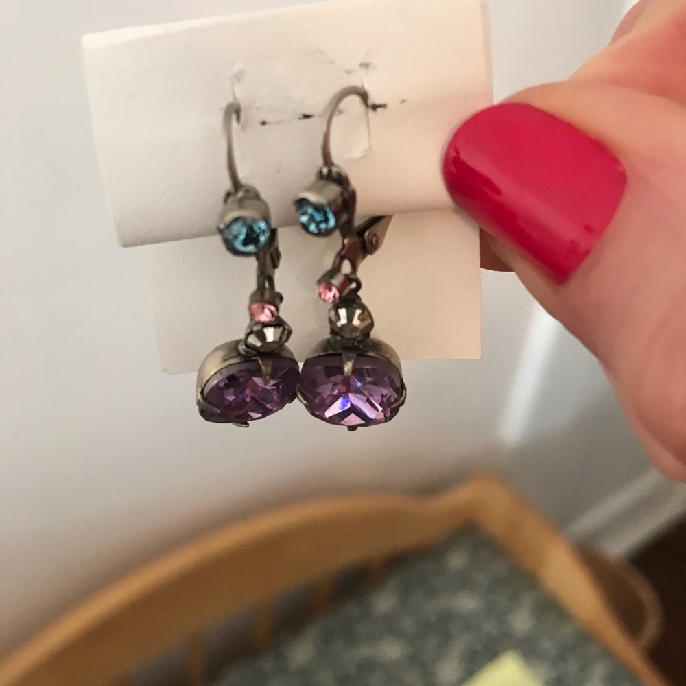 Semi precious Blue, Purple, and pink stone earring